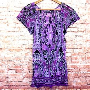 Apt. 9 | Purple Paisley Patterned Overlay Blouse
